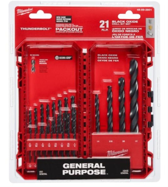 Combo taladro rotomartillo 1/2" pulgadas milwaukee Y juego de brocas de multiusos de 1/16  a 1/2 pulgada 21 piezas