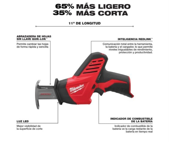 m12 sierra recíproca hackzall inalámbrica de 12v (solo herramienta)