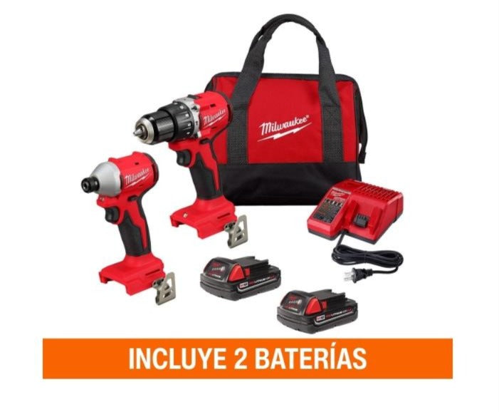 Combo sin carbones Rotomartillo 1/2" + llave de impacto 1/4" m18