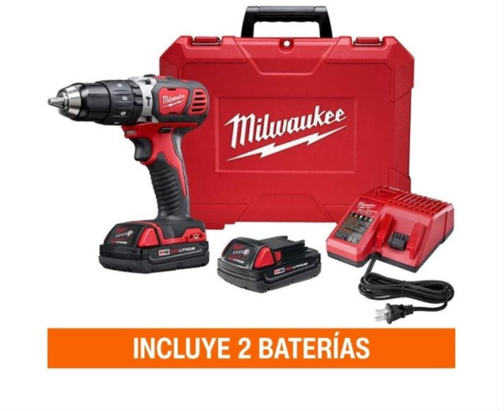 Taladro percutor inalámbrico milwaukee m18 de 1/2 de pulgada. incluye baterías y cargador