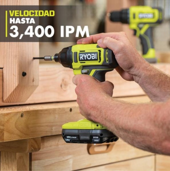 Atornillador de impacto de 1/4" con bateria de 1.5ah y cargador one+ 18v
