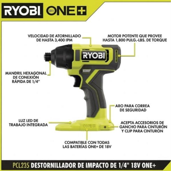 kit combinado de 6 herramientas con baterías de 1.5ah, 4.0ah y cargador